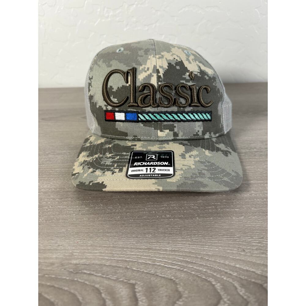 Classic Rope White Gray Camo Snapback Trucker Hat- OSFA- NWT